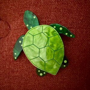 Green Sea Turtle Acrylic Brooch
